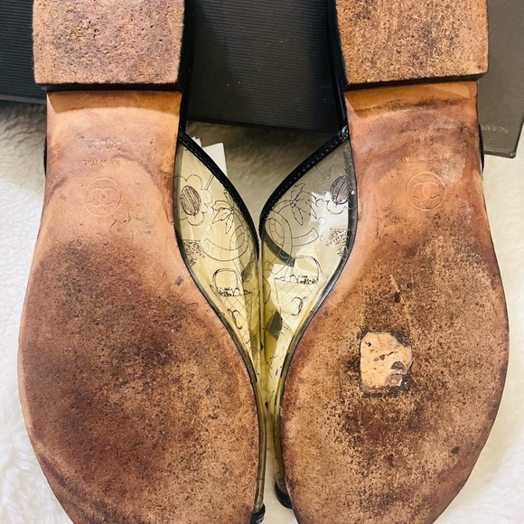 💐💐CHANEL CLEAR GRAFFITI LOGO FLATS PVC - Picture 4 of 9